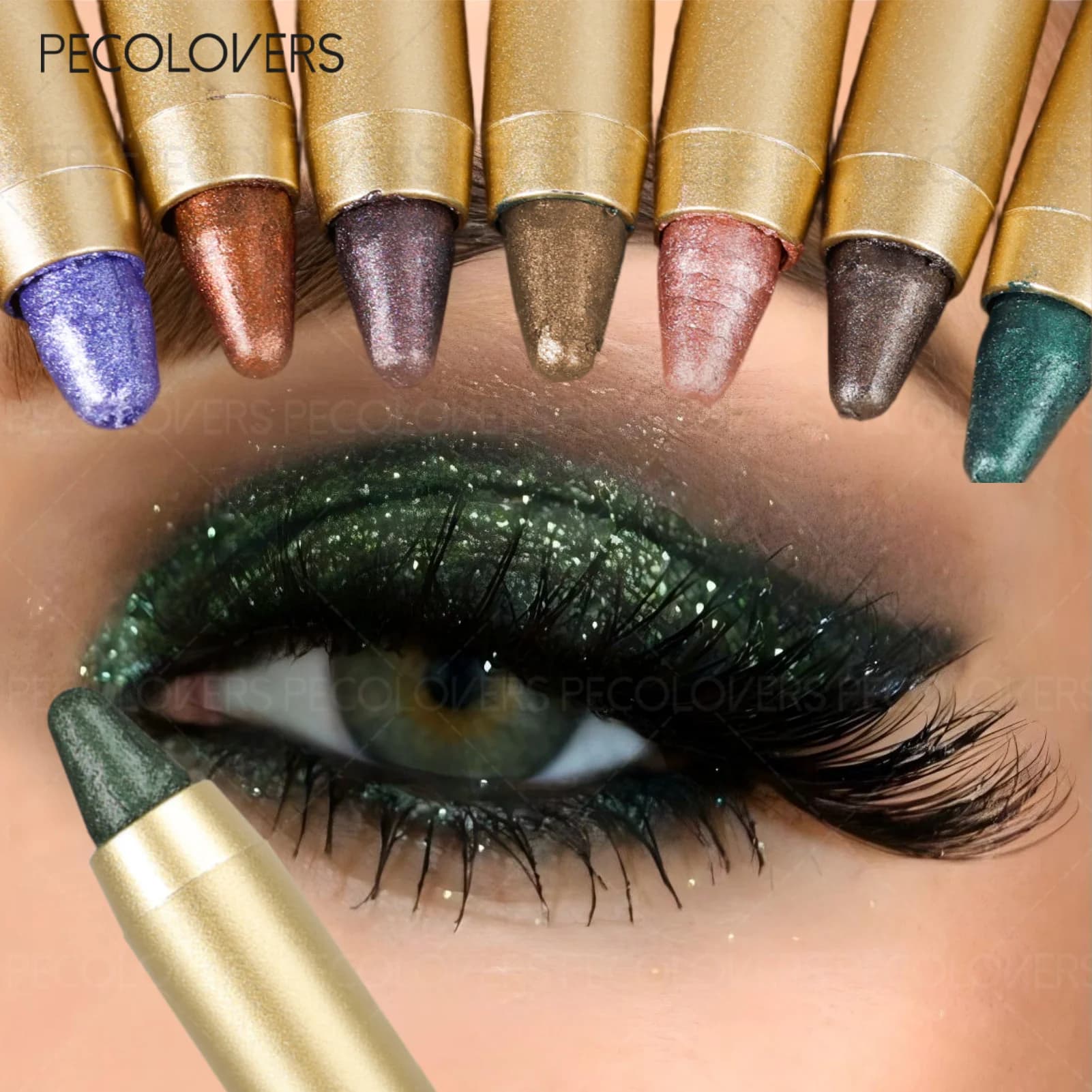 1 Pezzo Stick Ombretto Verde Perlato Scintillante, Impermeabile, Glitterato, Penna Illuminante per Occhi, Strumento per il Trucco Occhi