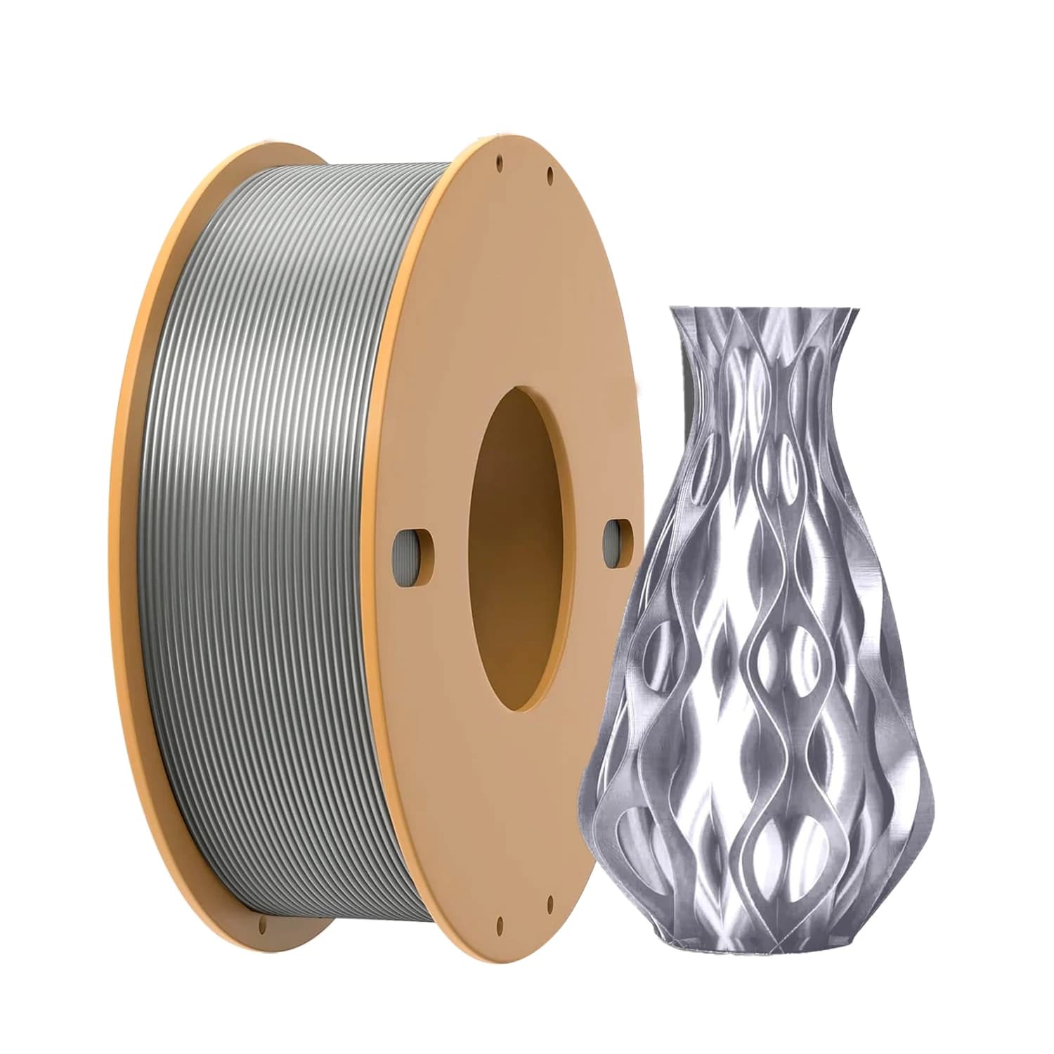 PLA thread in polished silver silk 1.75 mm: works with Bambu Lab, Creality, 3D printers Anycubic, 0.25 kg