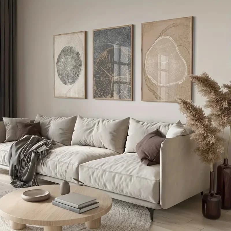 3pcs/Set Nordic-style Tree Ring Stump Painting Retro Abstract Art Poster Canvas Modern Creative Wall Painting Home Decoration