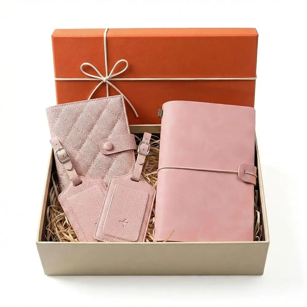 Set Porta Passaporto e Etichetta Bagaglio, Regali di Pensionamento per Donne, Organizzatore Documenti di Viaggio con Taccuino, Rosa Carino C