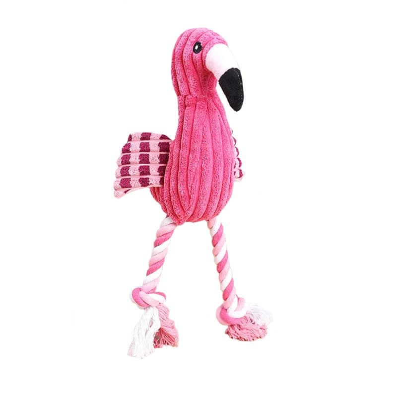 1PC carino fenicottero giocattoli per cani di peluche divertenti interattivi striduli corde da masticare giocattoli per piccoli animali domestici prodotti per la pulizia dei denti