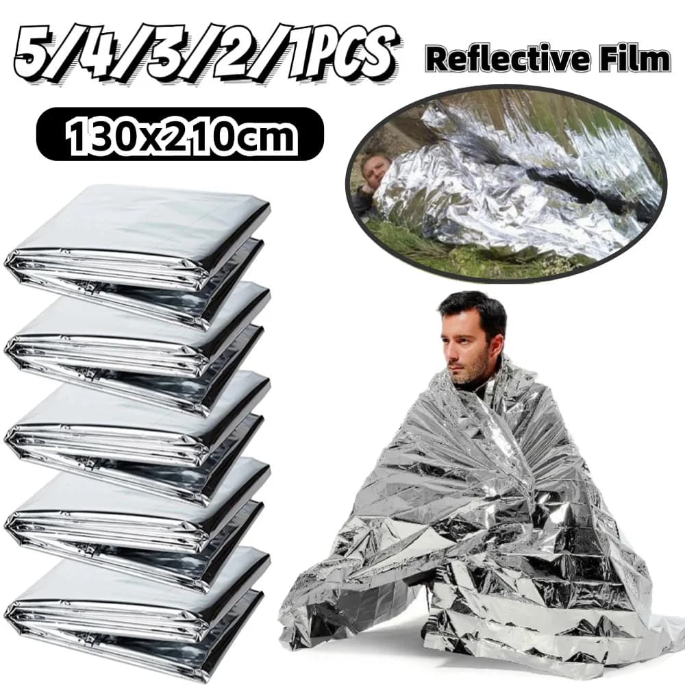 130x210cm coperta spaziale gigante forniture di emergenza Foil Mylar coperta termica coperta in lamina d'argento perfetta per l'escursionismo maratona