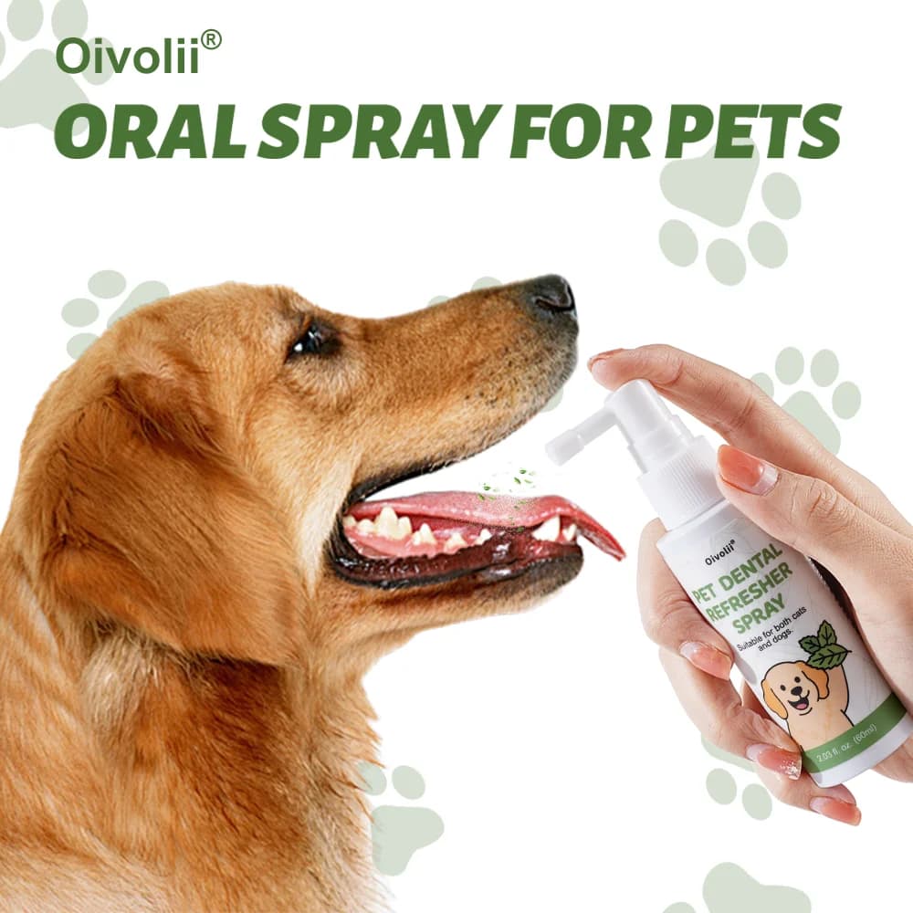 Spray per la Pulizia Orale di Cani e Gatti, Deodorante per Denti, Previene il Tartaro, Elimina l'Alito Cattivo, Freschezza Boccale, Gusto Tè Verde e Menta