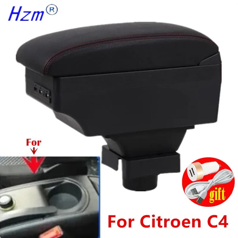 Scatola bracciolo per auto per Citroen C4 Hatchback scatola bracciolo per Citroen C4 2004-2010 scatola di immagazzinaggio porta USB retrofit accessori auto