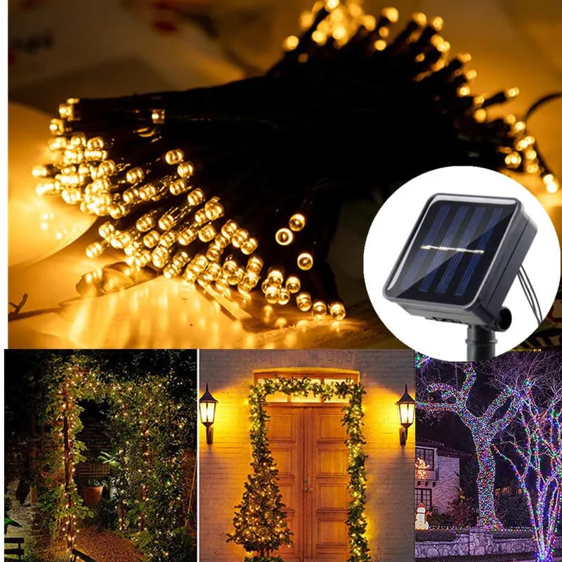 Luci Solari a Cascata a LED per Decorazioni Esterne: Ghirlanda Luminosa a Forma di Ghiacciolo per Matrimoni, Patio, Giardino, Alberi e Cortili