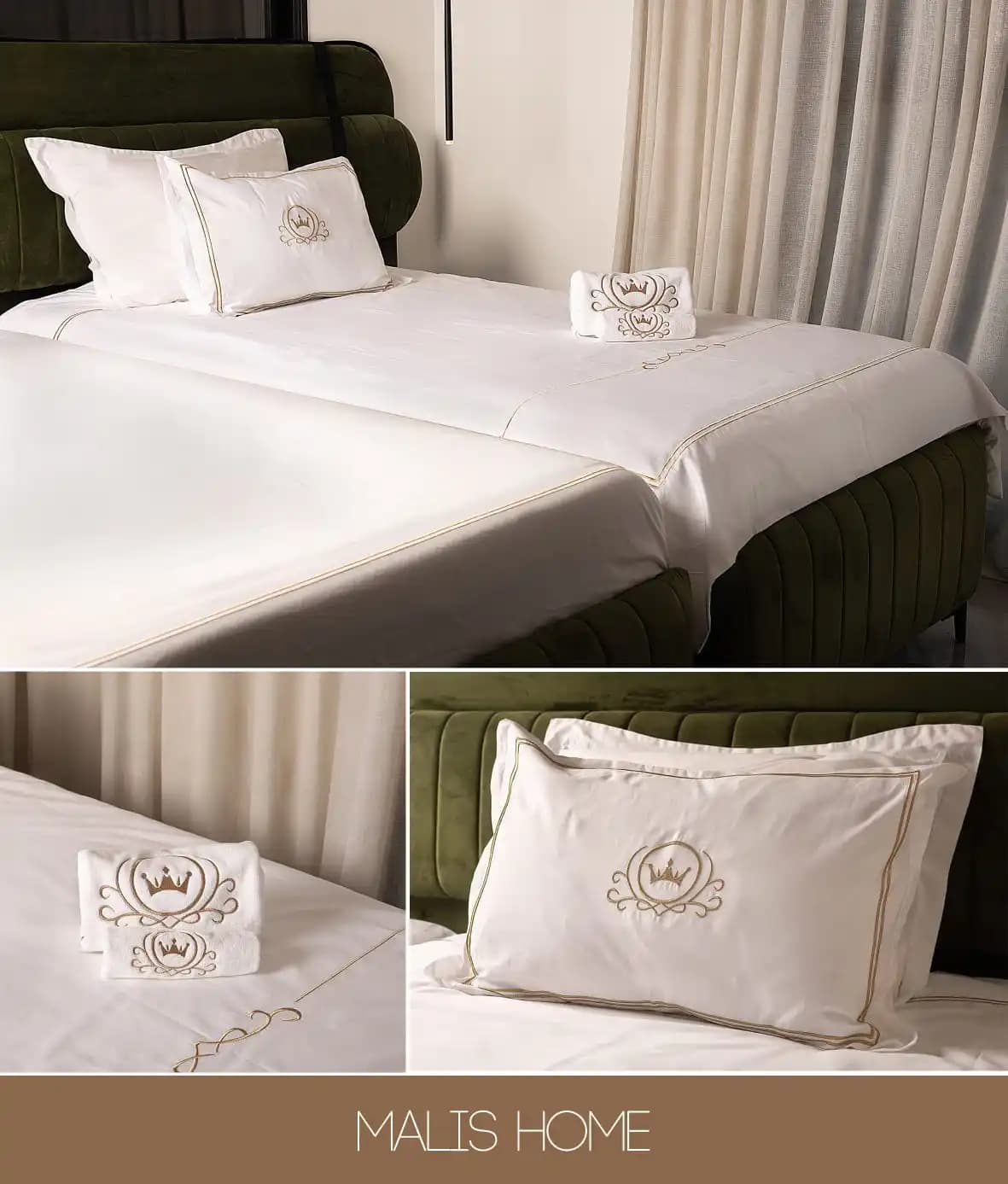 Mail's Home Set natural cotton 2025 white duvet with embroidered pillow + blanket + towels