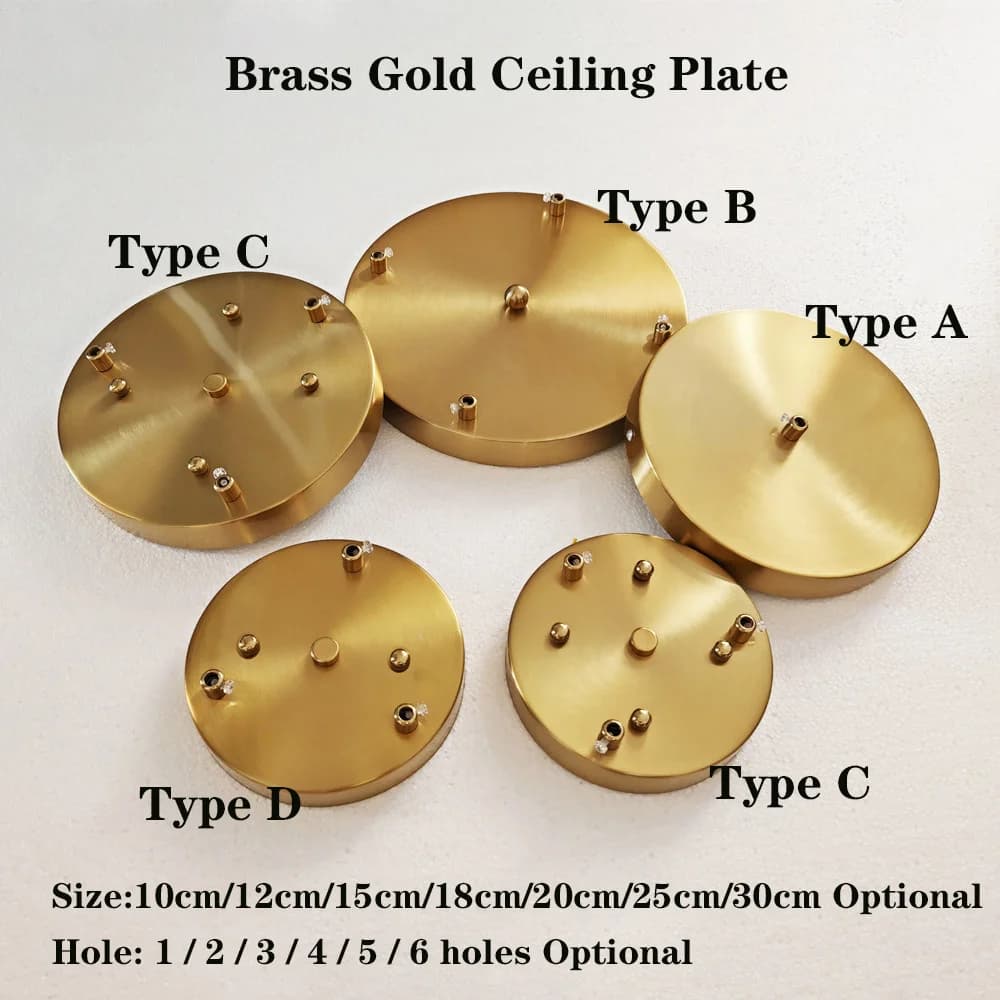 15/18/20/25/30/35 centimetri Ottone Oro Piastra Da Soffitto Sconce Da Parete Lampada A LED Base Lampada A Sospensione Vintage Disco Base superficie Soffitto Baldacchino
