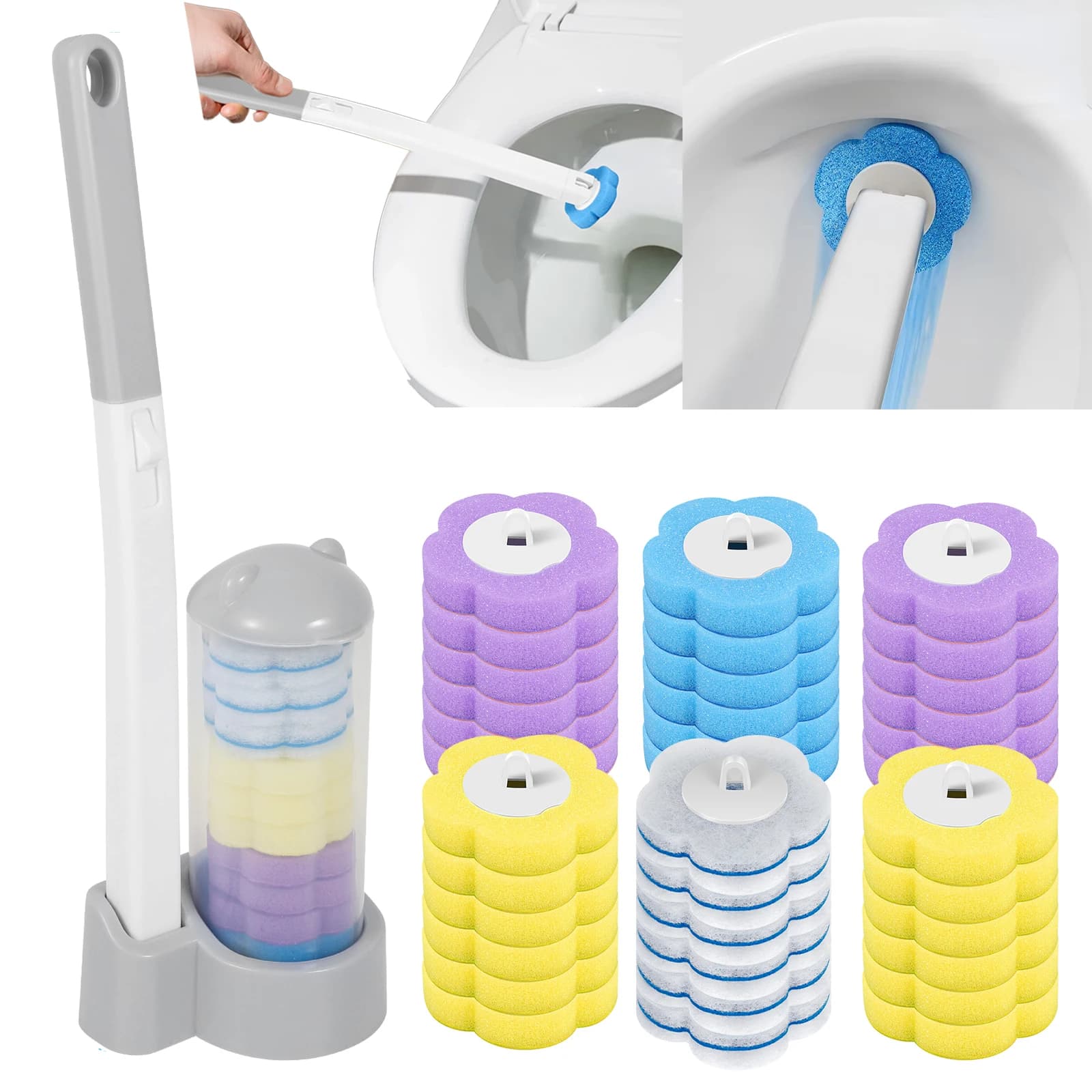 New Toilet Cleaning Kit with Disposable Brush, Toilet Brush with Long Handle, Bathroom Accessories