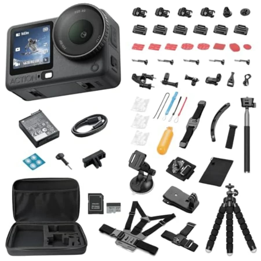 Osmo Action 6 Combo Essenziale con Kit di Accessori da 58 Pezzi + Scheda da 64GB - Videocamera d'Azione Impermeabile con Sensore Quadrato 1/1.1 8K Ac