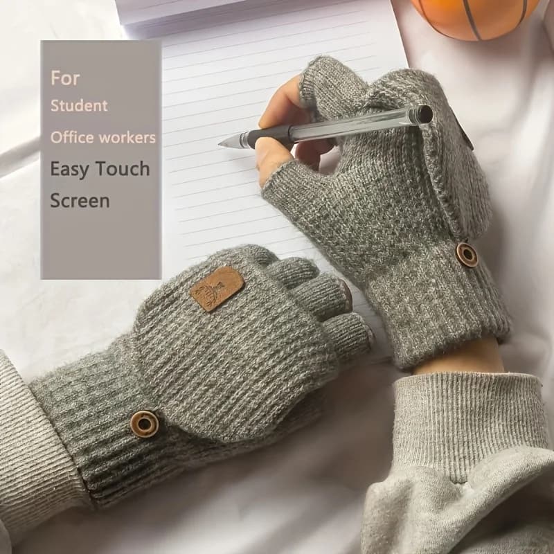 1 pair of men's and women's gloves: hot touch screen gloves with half fingers, suitable for cycling and winter outdoor activities