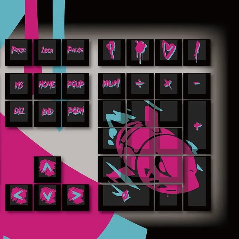 Graffiti Theme for 104 Keys Keycaps Themes OEM Height PBT Thermal Sublimation Key Cap for Mechanical Keyboards Game Accessories