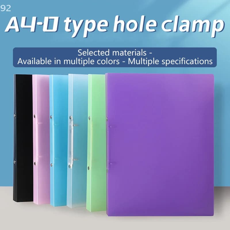 1PCS A4 Perforated Folder Candy-Colored Transparent O-shaped 2-hole, 3-hole, 4-hole Waterproof File Folder Binder