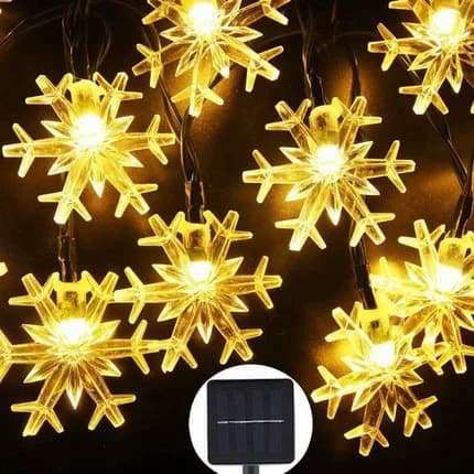 Luci a Stringa LED Solari a Forma di Fiocco di Neve, Ghirlanda Luminosa Natalizia per Decorazione Esterna di Giardini, Alberi, Cortili, Sentieri e Feste
