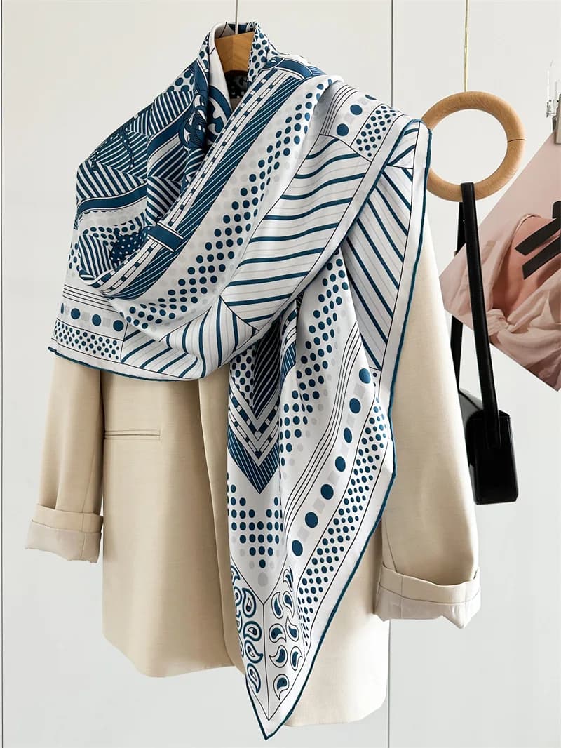 14mm Silk Scarf Luxury Designers Hand-rolled Edges Large Shawls Women Bandanas Accessories Belt Hair Neck Decorations