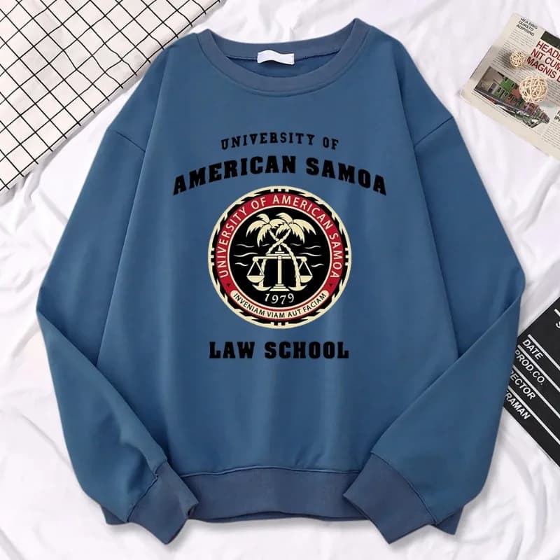 Felpa con cappuccio da uomo stampata American Samoa University Law School, felpa morbida, abbigliamento ampio