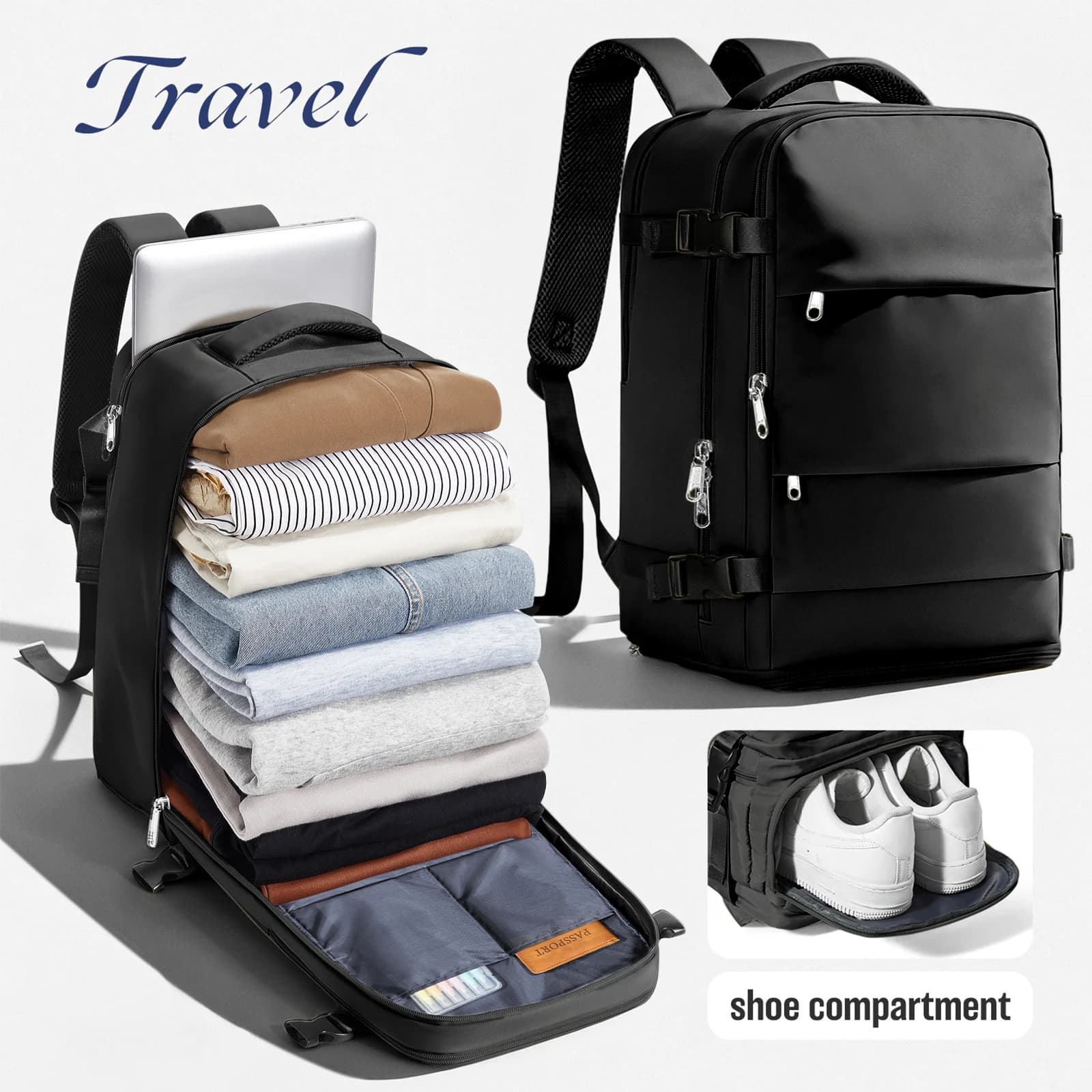 Donna Uomo Bagaglio a mano Zaino Business College Laptop Zaino da viaggio Impermeabile Carry on mochila viaje cabina avion 40x20x25