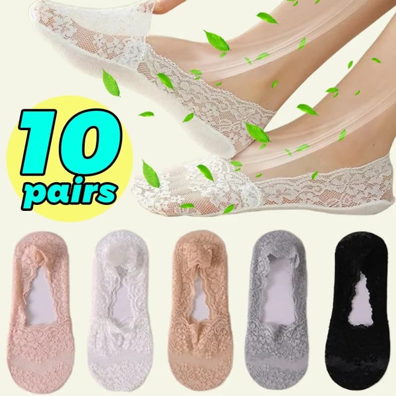 1/10 paia di calzini bassi da donna estivi, assorbenti e traspiranti, con cuscinetti antiscivolo in silicone sul tallone, calzini casual alla caviglia