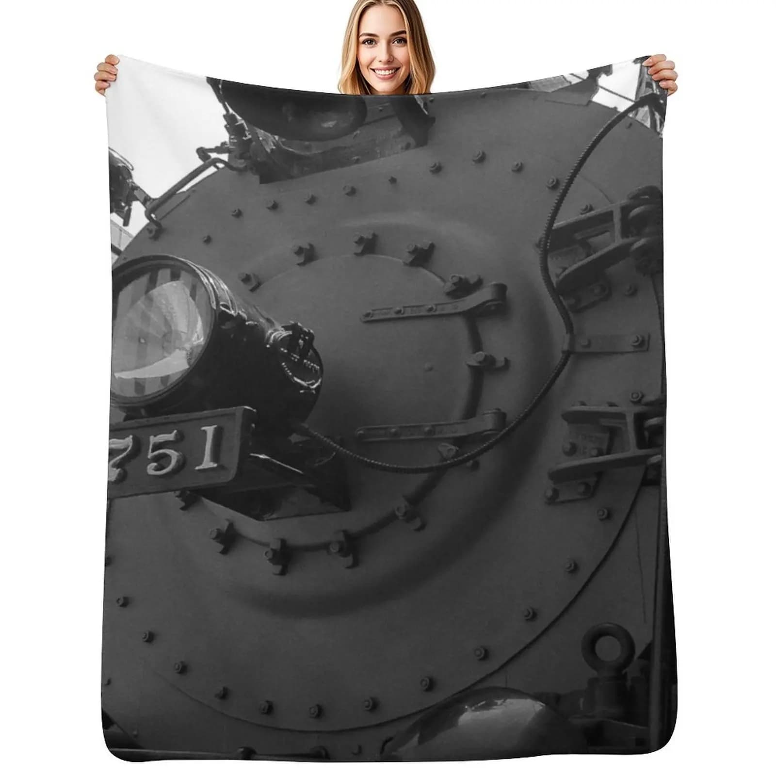 Steam Engine 3751 Throw Blanket Flannel Fabric Sleeping Bag Luxury Thicken Heavy Luxury St Single Blankets
