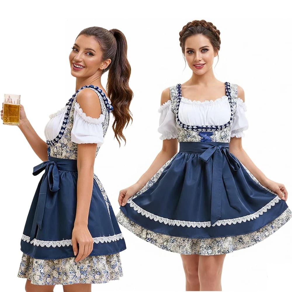 Women Oktoberfest Outfits Dresses Maid Costumes Bavarian Dirndl Dresses Puff-Sleeve Pub Service Set Festival and Party Clothes