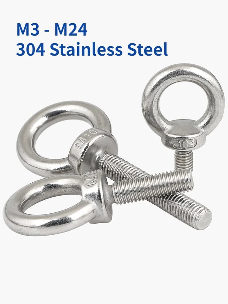 M3 M4 M5 M6 M8 M10-M24 Bullone a occhiello in acciaio inossidabile 304 Vite a occhiello di sollevamento Anello di aggancio Vite Anello marino Foro ad anello per cavo Corda