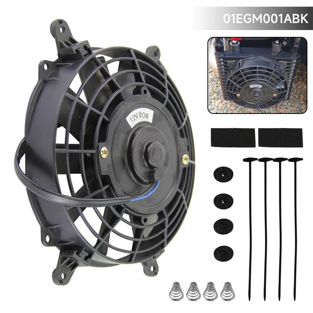 Kit di montaggio 12V per radiatore elettrico push pull con ventola sottile universale da 7 pollici nero