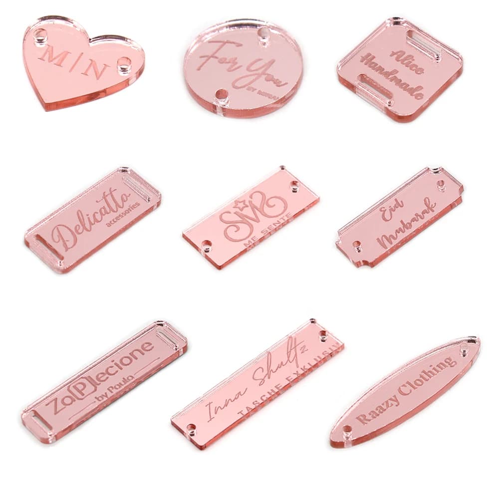 25 custom acrylic labels with rose gold decoration engraved Laser sewing on labels with ribbon candy box for custom handmade wedding parties