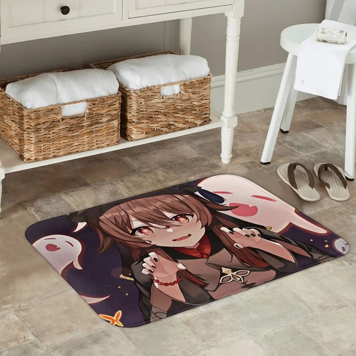 Booo Hu Tao Genshin Impact New character Pyro Zerbino anti-slip Carpet Kitchen entrance carpet Balcony Carpets