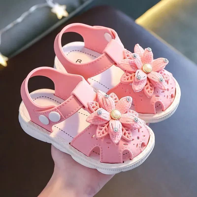 Baby Girls Solid Bow PVC Jelly Sandals Soft Non-slip Cute Fashion Summer Beach Outdoor Footwear For Infant Toddler Kids