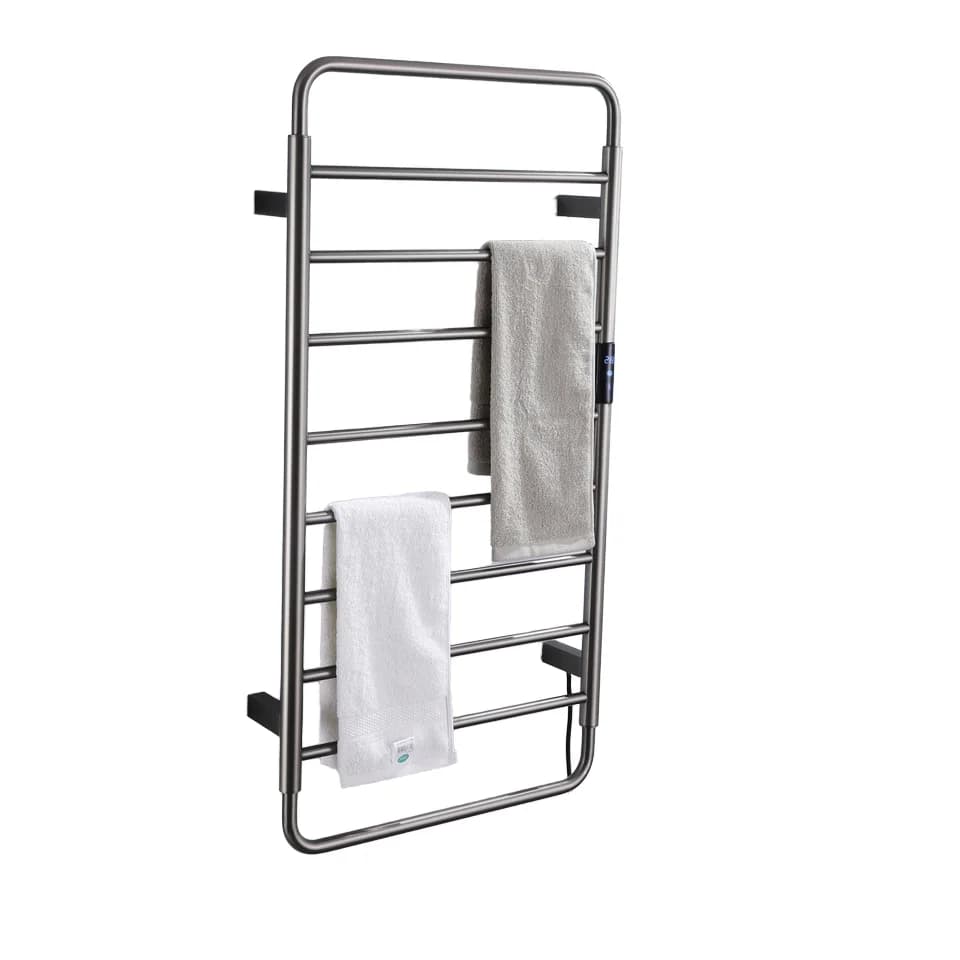 Asciugamani da bagno grigio con pistola in acciaio inossidabile, portasciugamani con riscaldamento elettrico, portasciugamani con timer