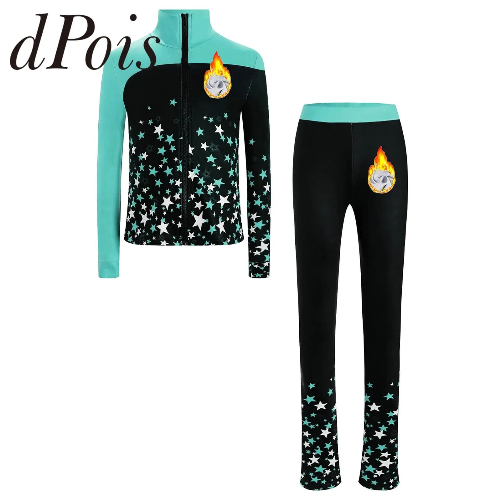 Completo sportivo per pattinaggio di figura per ragazze Felpa per bambini + leggings Set di vestiti per adolescenti Tuta per bambini Ginnastica Set atletico