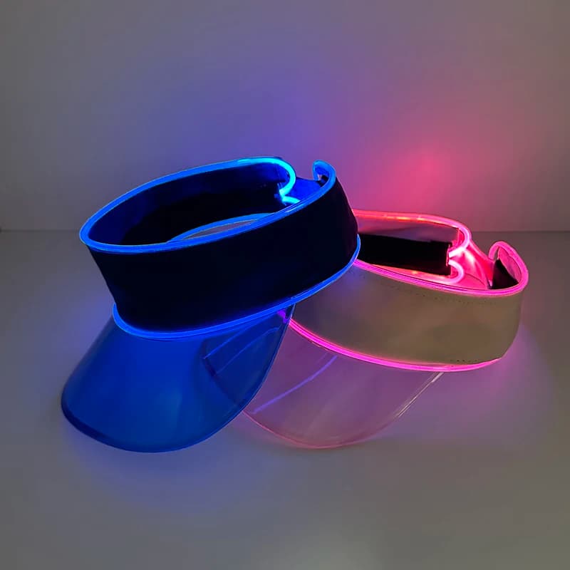 Cappello da Sole LED alla Moda per Adulti e Bambini, Visiera Trasparente Luminosa, Cappello Fluorescente Regolabile, Accessori per Sport Notturni