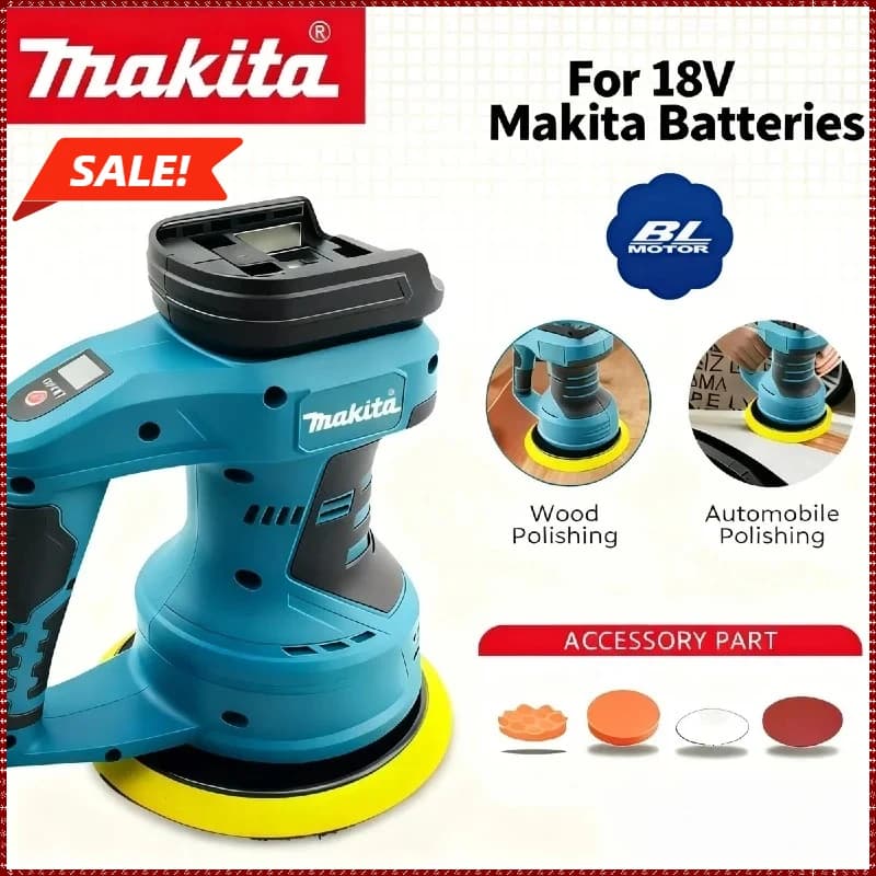 Lucidatrice Elettrica per Auto Makita a 8 Velocità, Ricaricabile, Senza Fili, Regolabile, 18V, Strumento per Lucidatura e Sigillatura Auto