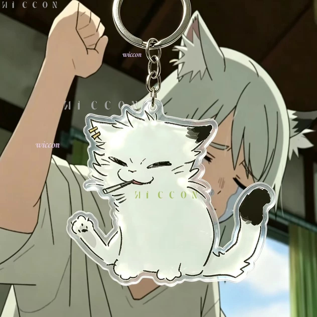 Chainsmoker Cat Keychain Yaniko Satou Manga 5cm Acrylic Anime Keychain Cute Cartoon Pendant Decor Backpack Handbag Accessories