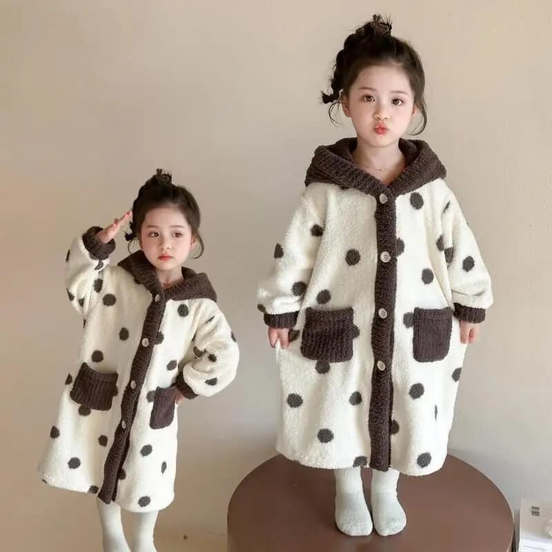 Inverno Ragazze Accappatoio Degli Indumenti Da Notte Corallo Pile Accappatoio Spessore Caldo Con Cappuccio Pigiama Vestiti Per La Casa Morbido Peluche Abbigliamento Per Bambini