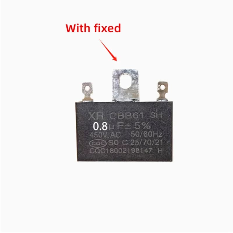 2PCS CBB61 Electric Fan Start Capacitor 450V 500V Iron Sheet Wire Iron Sheet Bottom Ear 0.8UF 1UF 1.2UF 1.5UF 1.8UF 2UF