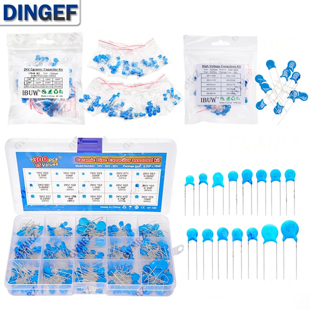 KIT condensatore ceramico ad alta tensione 1KV 2KV 3KV 5PF 30PF 47PF 56PF 100PF 220PF 1NF 2.2NF 3.3NF 4.7NF 10NF 100NF 471 222 223 103