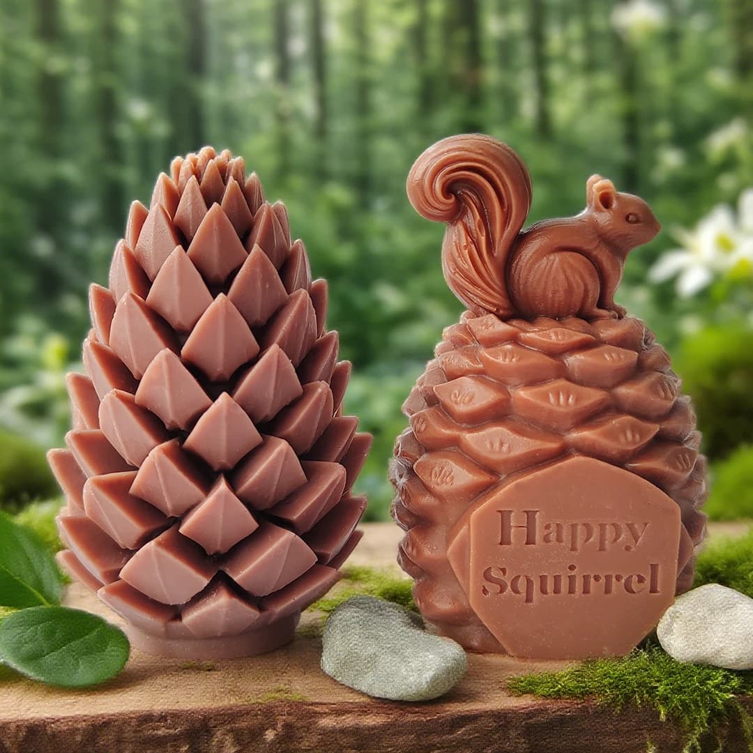Stampo per candele in silicone per pigna di Natale fai-da-te Aroma Gesso Ornamento in resina Scoiattolo Stampo per pigna Forniture per candele