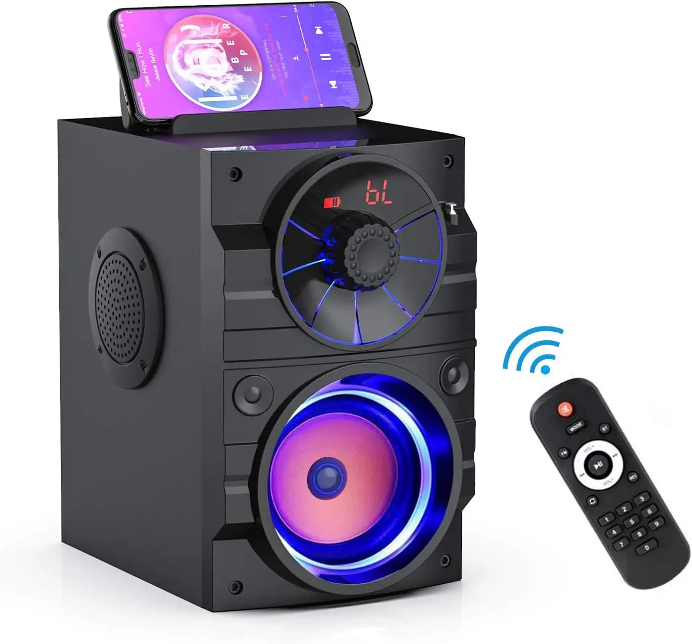 Bluetooth Speaker Portable with LED Lights, FM Radio, Subwoofer, EQ Sound Effects for Internal/External Use