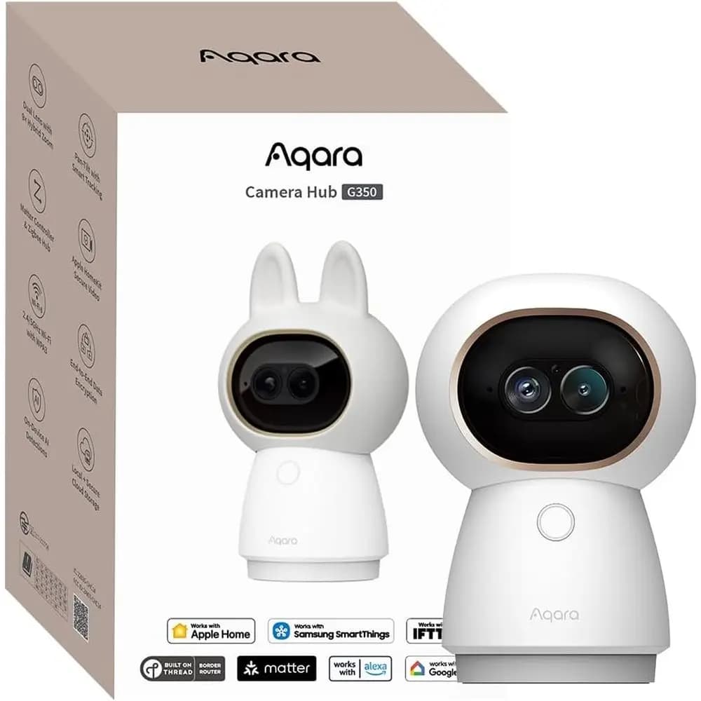 Telecamera di Sicurezza Interna Ultra HD a Doppia Lente: Zoom 9X, 360° ° Telecamera Panoramica con Tracciamento AI, Controllo Gestuale, Compatibile con HomeKit, Alexa, Home
