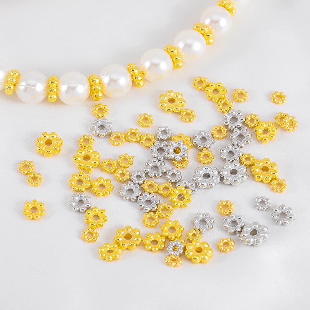 200 pz. Perline distanziatrici a forma di fiore CCB, distanziatori in plastica a forma di fiocco di neve per braccialetti fai da te, ciondoli, accessori per cucito e creazione di gioielli