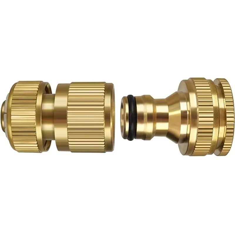 Garden Pipe Connector for Faucet 2 in 1, Solid Brass Garden Faucet Connector, 1/2"3/4" Connector, Fast Connecting Hose Fittings