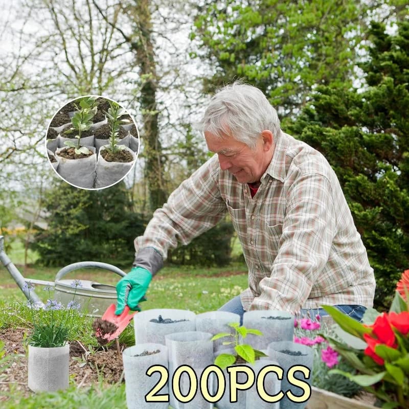 200 plant nursery bags, 7/8/9x10 cm, plant cultivation bags in nonwoven fabric, plant pots for vegetable fabric, household garden supply