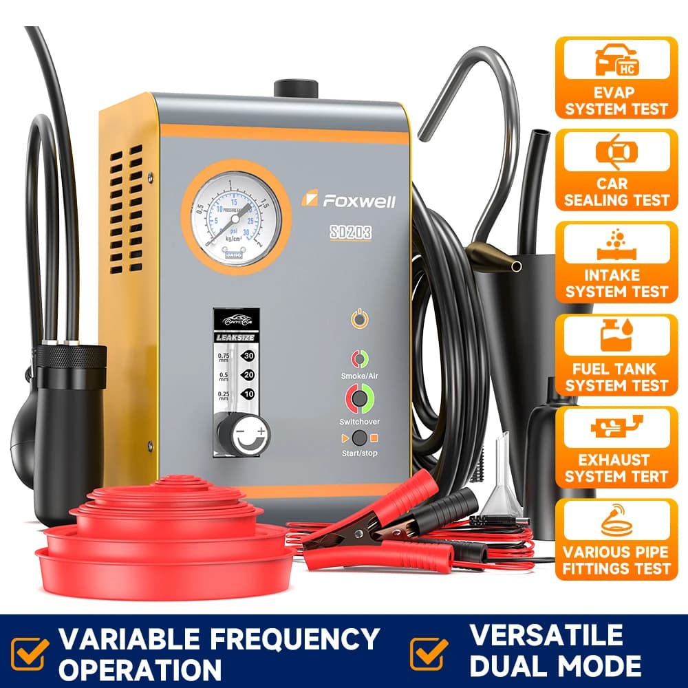 FOXWELL SD203 Rilevatore di perdite di fumo EVAP automobilistico 12V Pompa d'aria incorporata Tester diagnostico per perdite di tubi di rilevamento perdite di vuoto