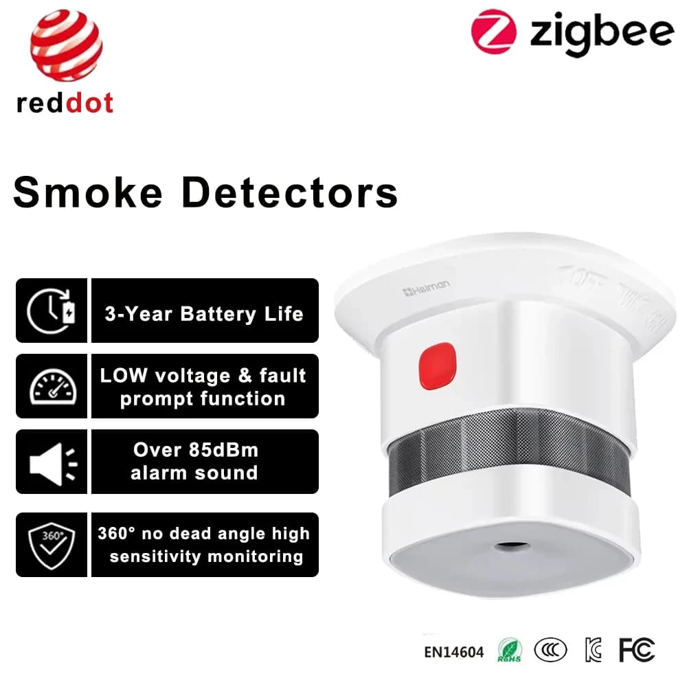Rilevatore di fumo HEIMAN Zigbee Sistema Smart Home Sensore di prevenzione di sicurezza ad alta sensibilità da 2,4 GHz