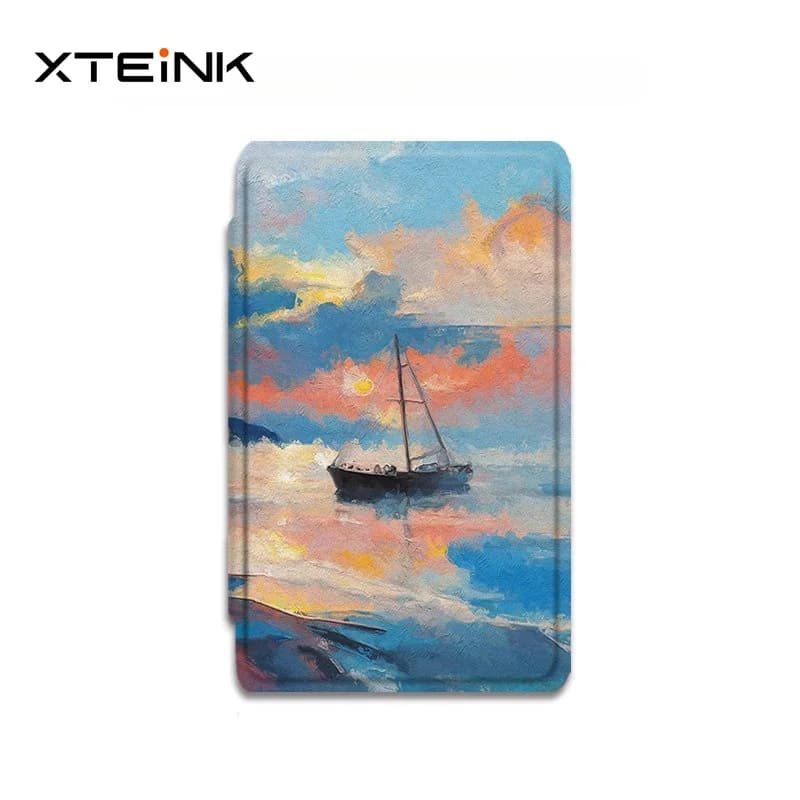 Magnetic Protective Case for XTEINK X3 X4 Reader All-inclusive Anti-fall Protective Shell Oil Painting Sailboat E-Book Case Gift