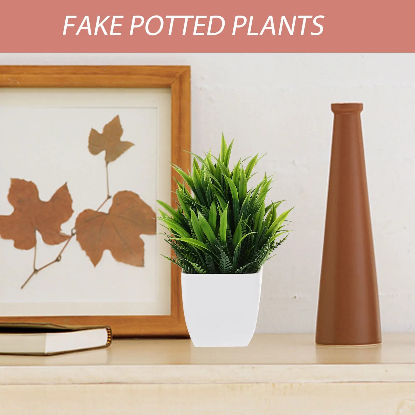 Set di 3 Mini Piante Artificiali in Vaso, Piccole Piante Finte Decorative per Casa, Ufficio, Scrivania, Bonsai Verde per Interni