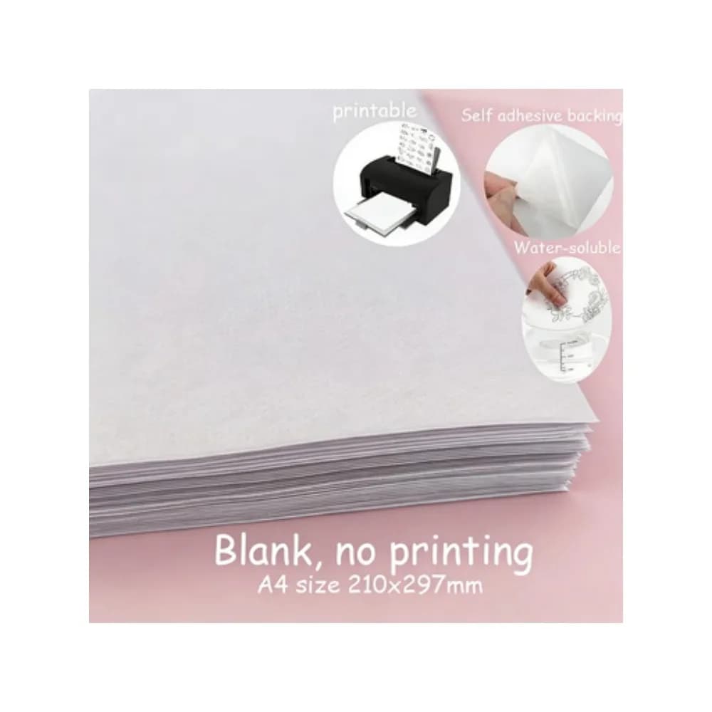 5 sheets A4 Custom Printing Printable Water Soluble Adhesive Stabilizer Sticker for Embroidery with Peel-off Backing, 21*30cm