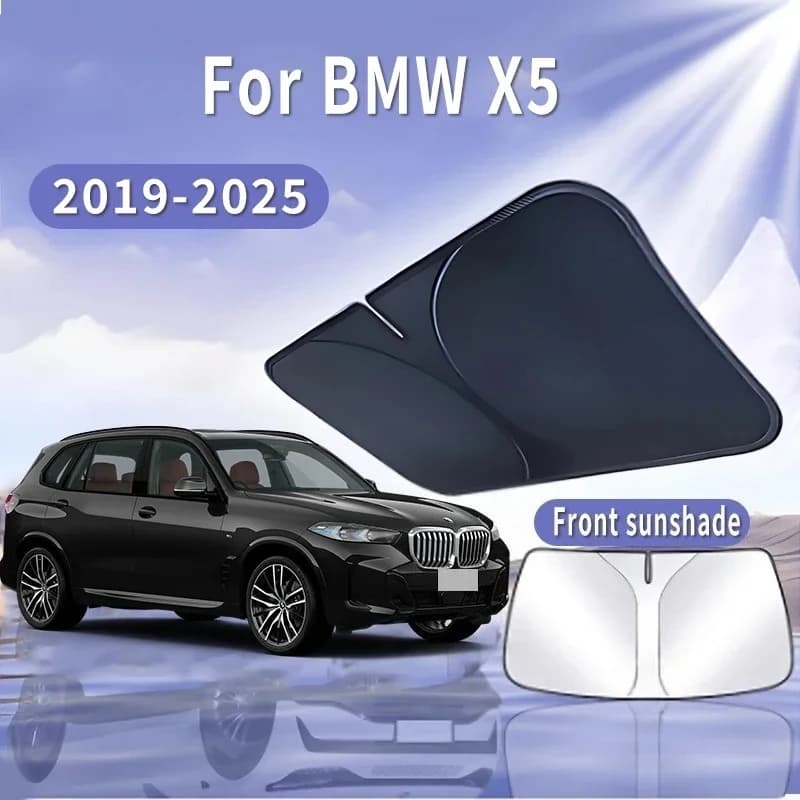 Foldable Auto visor Sunshades For BMW X5 2019 ~ 2025 2020 2021 Windshield Front Sunshades Thermal Insulation Summer Cooling Accessories Auto