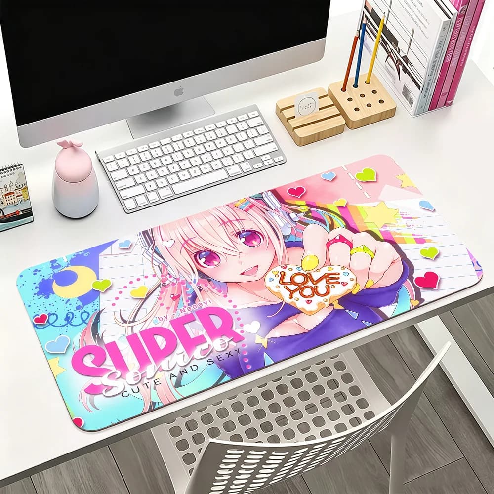 Simpatico tappetino per mouse Super Sonico per giochi e tastiere da ufficio, antiscivolo, grande, impermeabile