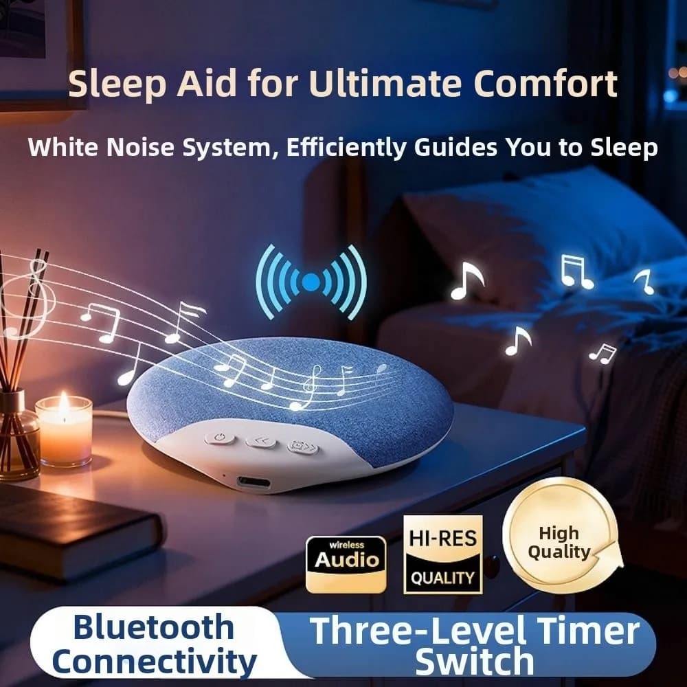 Altoparlante Bluetooth 5.4 da Posizionare Sotto il Cuscino, Audio HiFi Stereo, Timer a 3 Livelli, Macchina del Rumore Bianco, Ausilio per il Sonno, Mini Dispositivo Sonoro